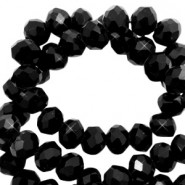 Faceted glass beads 6x4mm disc Sky black-pearl shine coating